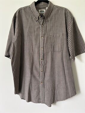 Vintage Northern Elements 100% Cotton Micro Plaid Short Sleeve Button Down Shirt